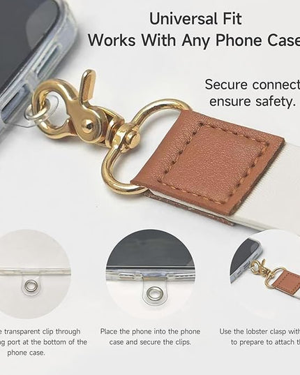 Cell Phone Lanyard with Wrist Strap, Pure White Neck Lanyard for Phones, Keychain, Wallet and ID Badge – Universal Set