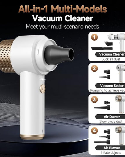 Car Vacuum Cleaner, 16000PA Mini Car Vacuum Cordless Powerful, 7 in 1 Portable Handheld Vacuum Cordless with LED Light, Dual Filters, One-Touch Empty for Pet Hair, Home, Office