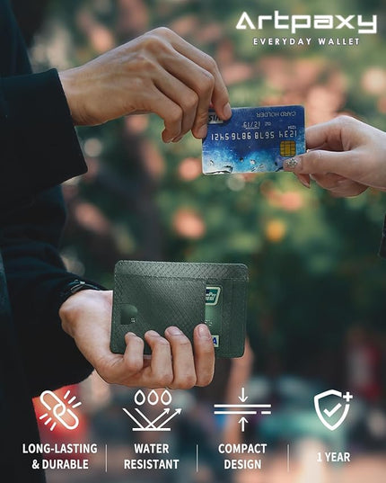 Artpaxy Slim Wallet for Men & Women, Minimalist Front Pocket Card Holder for Travel, RFID Blocking, Water Resistant Nylon Wallet for ID & Cash & Credit Card