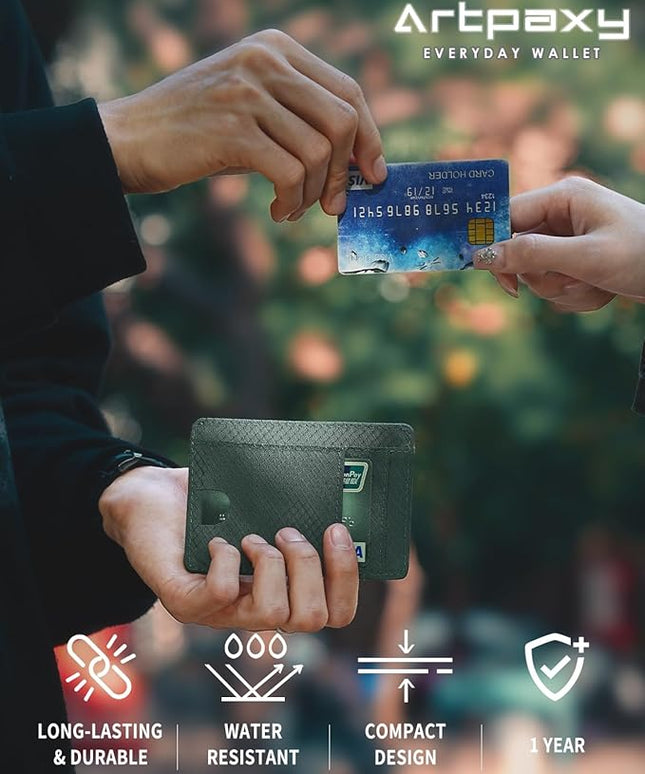 Artpaxy Slim Wallet for Men & Women, Minimalist Front Pocket Card Holder for Travel, RFID Blocking, Water Resistant Nylon Wallet for ID & Cash & Credit Card