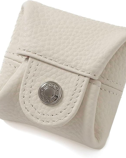 Cockatoo Genuine Leather Coin Pouch Change Holder, Mini Snap Pocket Wallet for Men Women (Ercu, Small)