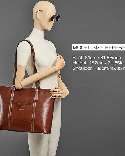 BOSTANTEN Leather Laptop Bag Work Tote for Women Shoulder Handbag Briefcase 15.6 inch Satchel Computer Bag