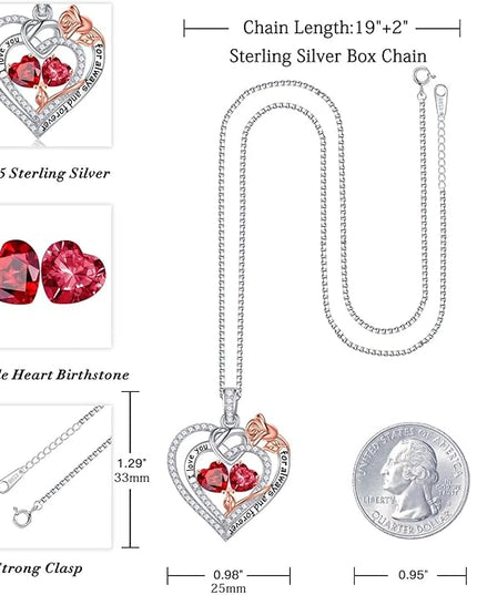 Iefil Christmas Gifts for Wife Women - 925 Sterling Silver Double Birthstone Necklace, Anniversary Birthday Gifts for Women, Jewelry Gift for Wife Girlfriend Mom Her