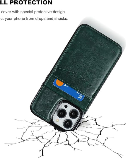 KIHUWEY Compatible with iPhone 13 Pro Max Case Wallet with Credit Card Holder, Premium Leather Magnetic Clasp Kickstand Heavy Duty Protective Cover for iPhone 13 Pro Max 6.7 Inch(Green)