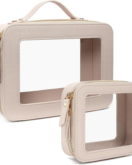 Travel Clear Makeup Bag Set, TSA Approved Cosmetic Bag Case with Zipper Portable Makeup Pouch Toiletry Bag Traveling Cosmetic Organizer Storage Bag Car Organizer Car Essentials