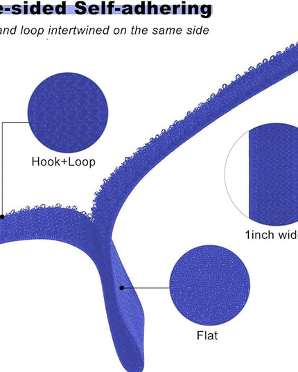 1"x16ft Hook and Loop Straps with 25 Metal Buckles, Adjustable Fastening Cable Straps, Cut-to-Length Cinch Strap, Reusable Nylon Securing Cord Ties for Organizer or Storage, 1 inch Wide,Blue