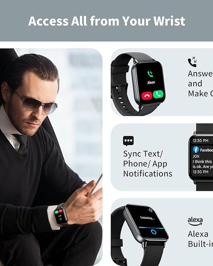 Smart Watches for Men Women, 1.8" Screen Activity Tracker, Heart Rate/Sleep/SpO2 Monitor, Make/Answer Calls, IP68 Waterproof Smartwatch for iPhone & Android, 101+ Sport Modes Fitness Reloj Inteligente