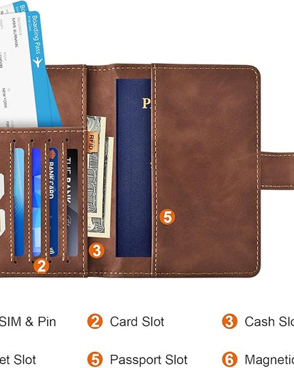 Eoehro Passport Holder for Travel Essentials, Passport Wallet Cover Case for Travel Must Haves Accessories,Passport Book Holders for Women and Men(brown)