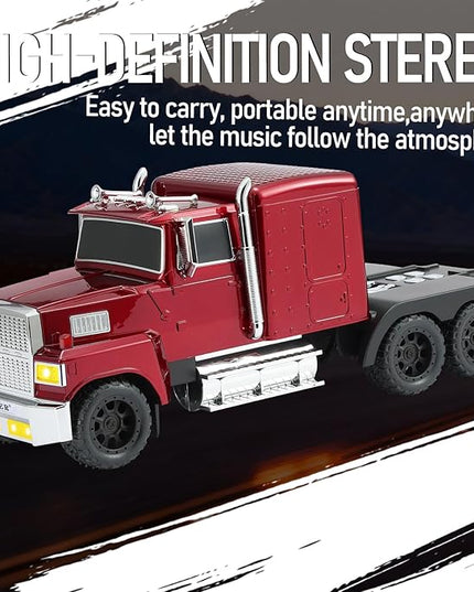American Truck Bluetooth Speaker with HD Sound, TWS Pairing, LED Party Light, Operation Panel, Built-in Mic, Portable Car Model Speaker for Parties, Beach, Outdoor Activities (RED)