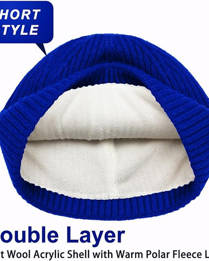 ROYBENS Swag Wool Knit Cuff Short Fisherman Beanie for Men Women, Winter Warm Hats