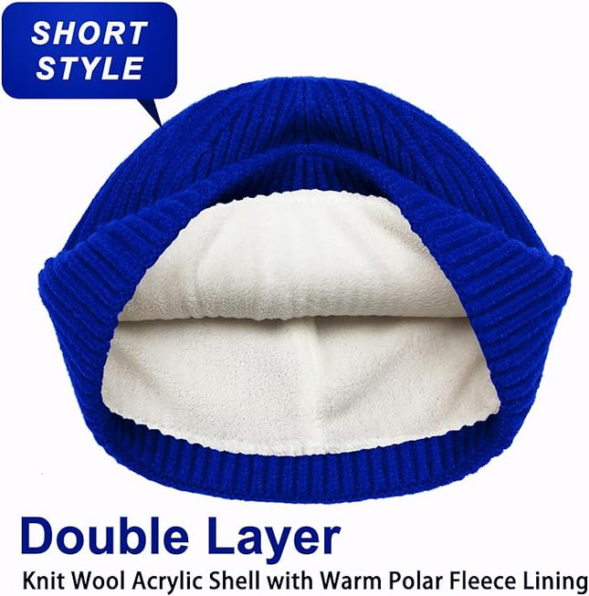 ROYBENS Swag Wool Knit Cuff Short Fisherman Beanie for Men Women, Winter Warm Hats