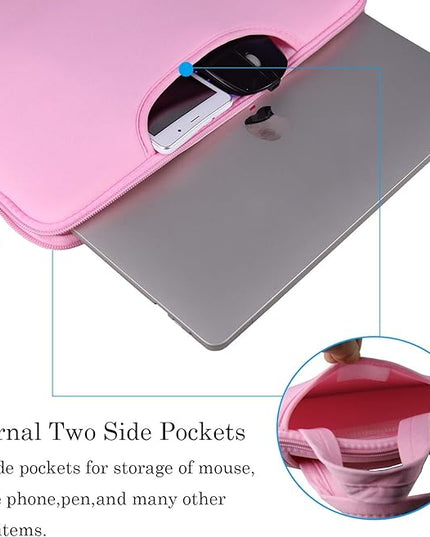 Naukay Laptop Case Bag,Slim Durable Briefcase Handle Bag/Notebook Computer Protective Sleeve/Multifunctional Carrying Case Compatible with 15-15.6 Inch MacBook Pro,Ultrabook Notebook Computer-(pink)
