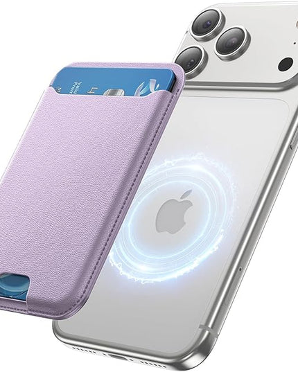 TWZKG for MagSafe Wallet, 3 Card Holder, Slim Magnetic Phone Wallet for iPhone 17/16/15/14/13/12 Pro Max Plus Air Series,RFID Blocking Vegan Leather,Purple