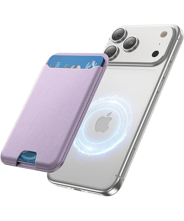 TWZKG for MagSafe Wallet, 3 Card Holder, Slim Magnetic Phone Wallet for iPhone 17/16/15/14/13/12 Pro Max Plus Air Series,RFID Blocking Vegan Leather,Purple