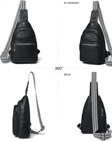 Sling Bag For Women Faux Leather Small Casual Daypack Backpack Fanny Pack Crossbody Chest Bags Purse