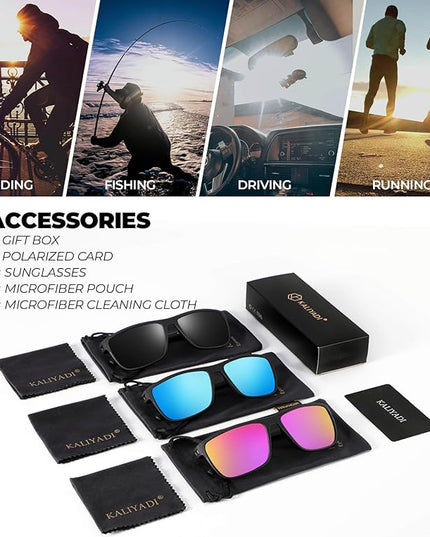 KALIYADI Polarized Sunglasses for Men, Lightweight Sun Glasses with UV Protection for Driving Fishing Golf