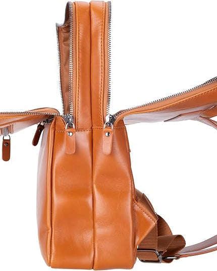 Osceola Genuine Leather Laptop Backpack for Men & Women, Handmade Leather Backpack Fits 16 Inch Laptop (Tan)