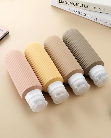 Travel Bottles for Toiletries, Large 6oz Travel Size Containers, BPA Free Leak Proof Tubs Refillable Liquid Accessories with Toiletry Bag for Cometic Shampoo and Lotion Soap (4 Pack)
