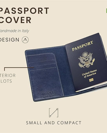 Maruse Italian Leather Passport Cover for Men and Women, Handmade in Italy