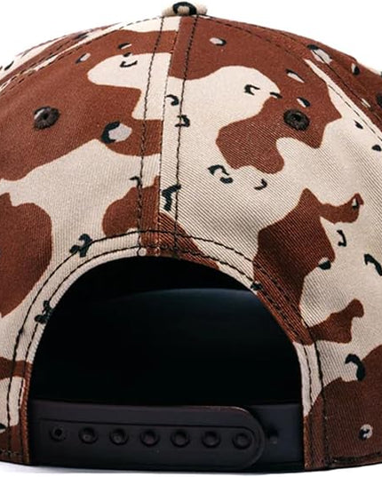 Nuthin Fancy CO Rambler Camo Snapback Hat, 6-Panel with Logo Patch, Pre-Curved Bill and Adjustable Plastic Snap, Desert
