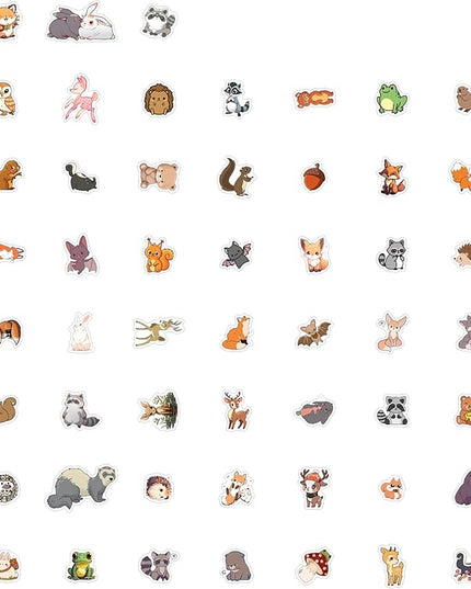 BulbaCraft 100Pcs Woodland Animal Stickers, Forest Animal Stickers for Water Bottle & Laptop - Woodland Party Supplies & Decorations, Gifts for Women & Men