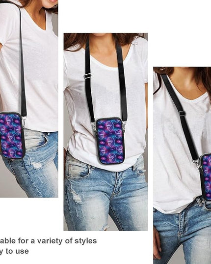 Unisex Small Crossbody Bags, Women Men Portable Adjustable Crossbody Phone Wallet Pouch