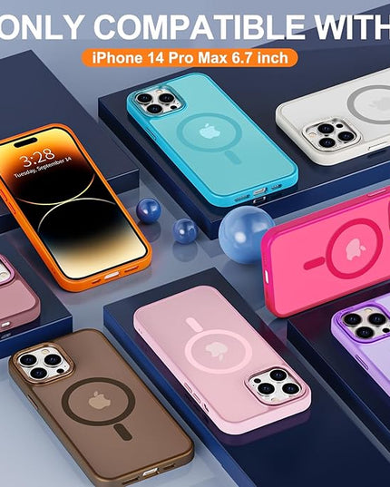 Hython Case for iPhone 14 Pro Max Case Magnetic Translucent Matte Phone Cases 6.7" [Compatible with MagSafe] Thin Slim Fit Shockproof Bumper Hard Protective Cover for Women Men Girls, Light Purple