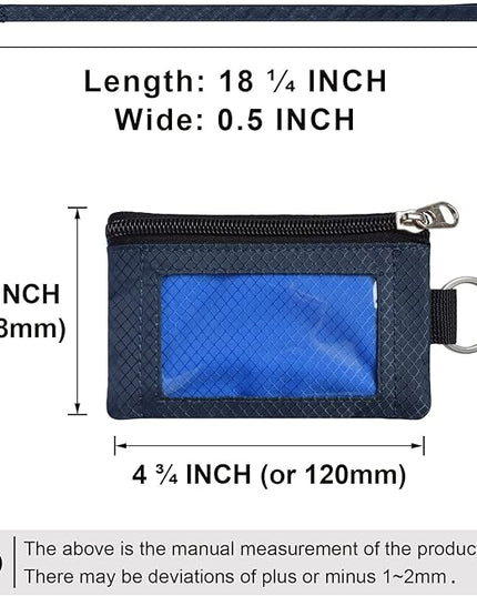 Minimalist RFID Blocking Small Wallet with ID Window,WaterResistant Zip Id Case Wallet with Lanyard Keychain for Cards,Cash,Travel,Women,Men