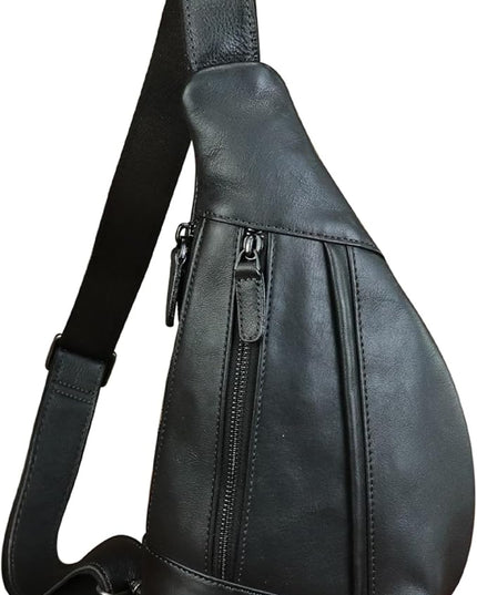 LRTO Genuine Leather Sling Bag for Men and Women Vintage Real Leather Crossbody Chest Bags Backpack Purse for Travel Hiking
