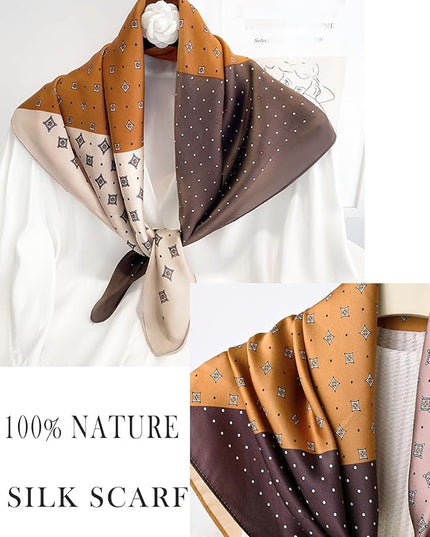 100% Mulberry Silk Scarf for Women Hair Lightweight Square Neckerchief Wrap For Head Scarves 21"