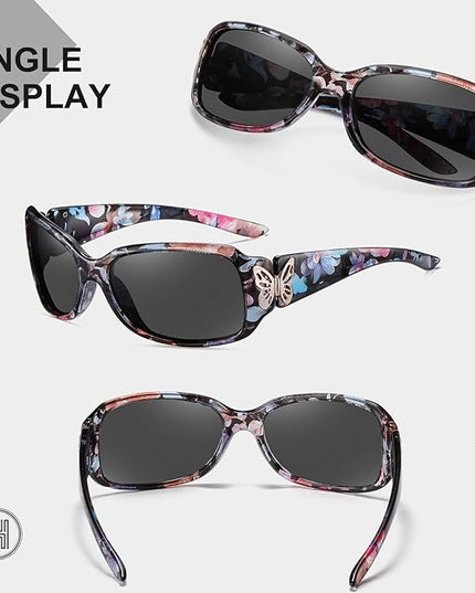 HAOLOTA Women's Polarized Sunglasses - Fashionable Wraparound Butterfly Design with UV400 Protection