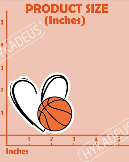 (3Pcs) Basketball Stickers Waterproof Vinyl Basketball Heart Decals for Water Bottle, Tumbler, Laptop, Phone Case, Poster Board, Scrapbooking, Team Players, Coach, 3" x 2.8"