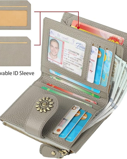 Lavemi Womens Leather Wallet Small Compact RFID Blocking Credit Card Case Purse with Zipper Pocket | Small, Compact, RFID Blocking, Zipper Pocket, Small, Compact