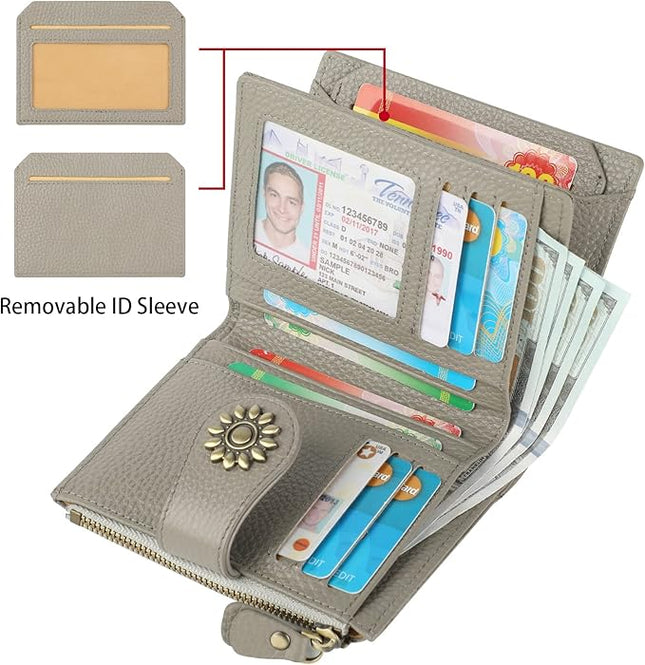 Lavemi Womens Leather Wallet Small Compact RFID Blocking Credit Card Case Purse with Zipper Pocket | Small, Compact, RFID Blocking, Zipper Pocket, Small, Compact