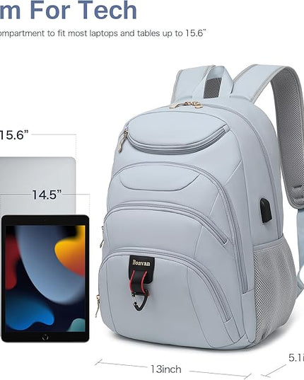 Boavan Laptop Backpack for women, 15.6 inch Laptop Bag with USB Port, Waterproof Travel Work Backpack Purse, Anti-Theft Teacher Nurse Doctor Casual Bookbags Office Business backpack，Blue