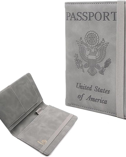Melsbrinna Premium Leather Passport Holder Covers Case, Waterproof Rfid Blocking Travel Wallet Passport Holder with Pen Holder, Cute Passport Book for Women/Men