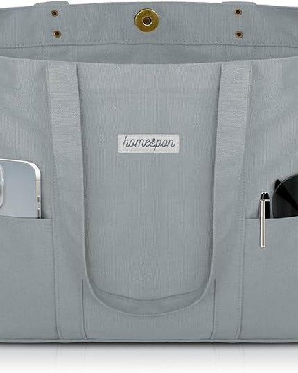 HOMESPON Large Canvas Tote Bag for Women Everything Bag with Pockets and Laptop Sleeve