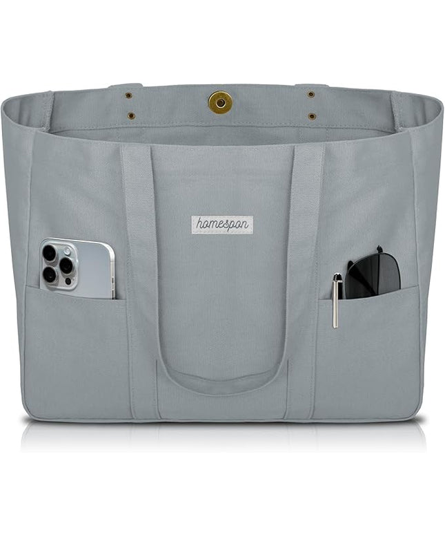 HOMESPON Large Canvas Tote Bag for Women Everything Bag with Pockets and Laptop Sleeve