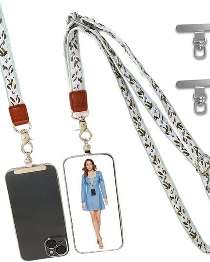 LEMEDE Wrist Keychain and Adjustable Phone Lanyard, Silver Hook Phone Crossbody Strap with 360° Rotating Phone Pads
