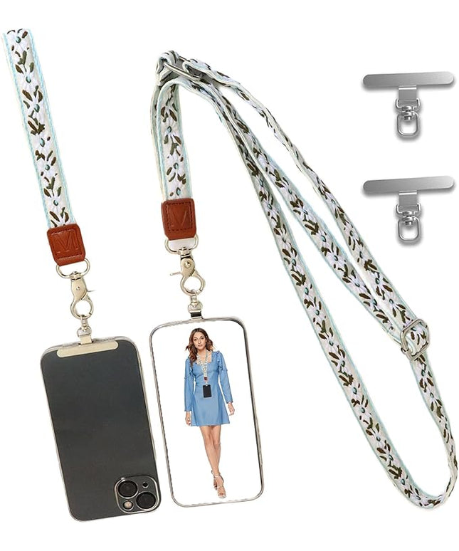 LEMEDE Wrist Keychain and Adjustable Phone Lanyard, Silver Hook Phone Crossbody Strap with 360° Rotating Phone Pads
