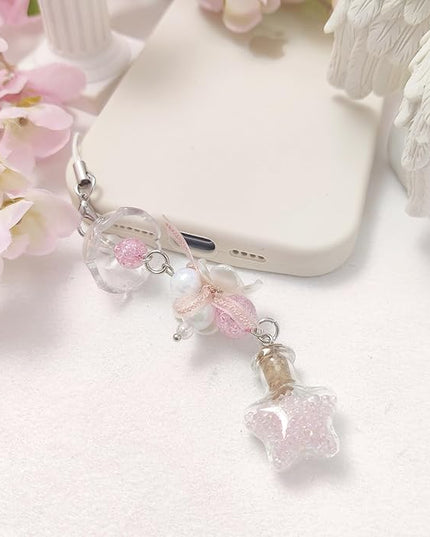 1-4PCS Cute Phone Charms Aesthetic Y2K Cell Phone Charms Strap Strawberry Butterfly Star PhoneCharm Y2K Accessories for Bag Keychain Airpods Camera Pendants Decor