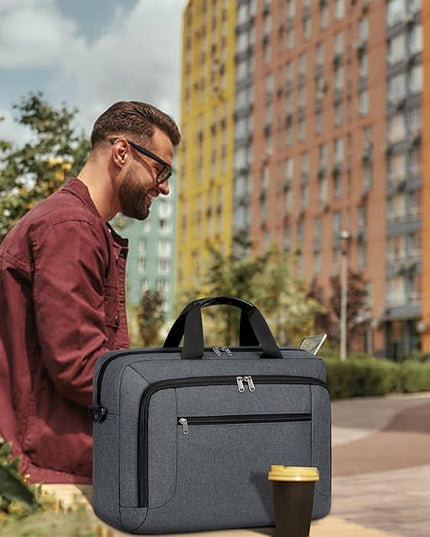 Laptop Bag 15.6 Inch Laptop Briefcase Computer Bag for Men Women Waterproof Business Office Work Large Laptop Case 15.6 Inch Adjustable Shoulder Messenger Bag Grey
