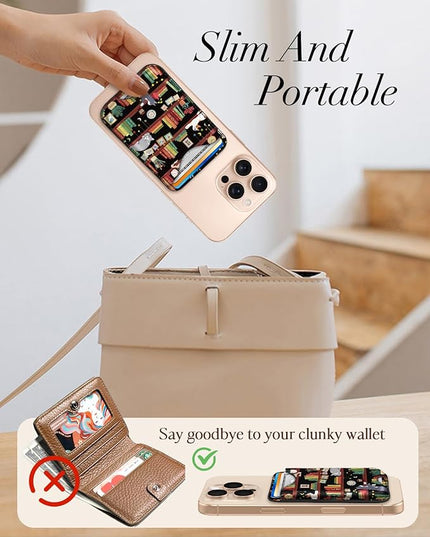 Shorogyt Compatible with Magsafe Wallet Magnetic Card Holder - Book Cat Phone Wallets for Women Teen Girls Cute for iPhone 17/16/15/14/13/12 Series Slim for Apple Mag RFID Magnet, Fit 3 Cards
