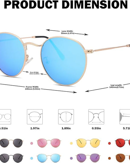 Pro Acme Small Round Metal Polarized Sunglasses for Women Retro Designer Style