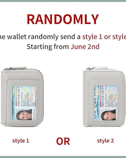 RNIEGA Credit Card Holder Wallet RFID Blocking Leather Small Wallet for Women Double Zipper Wallet with ID Window