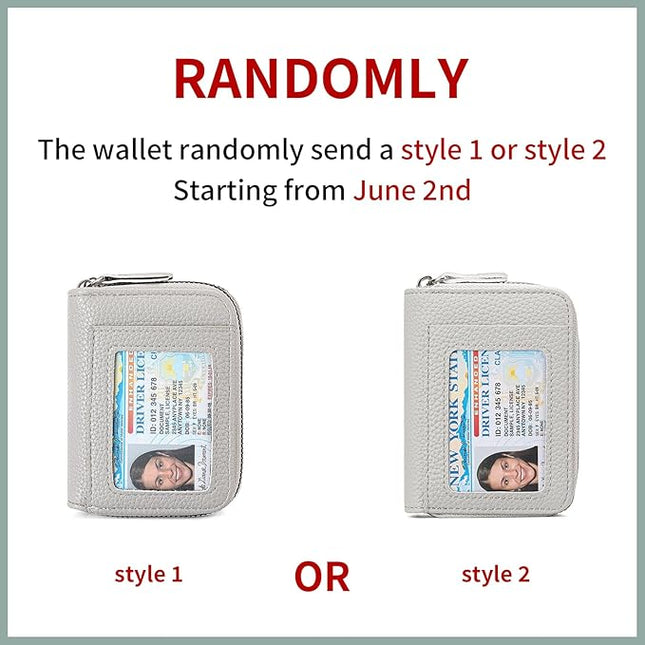 RNIEGA Credit Card Holder Wallet RFID Blocking Leather Small Wallet for Women Double Zipper Wallet with ID Window