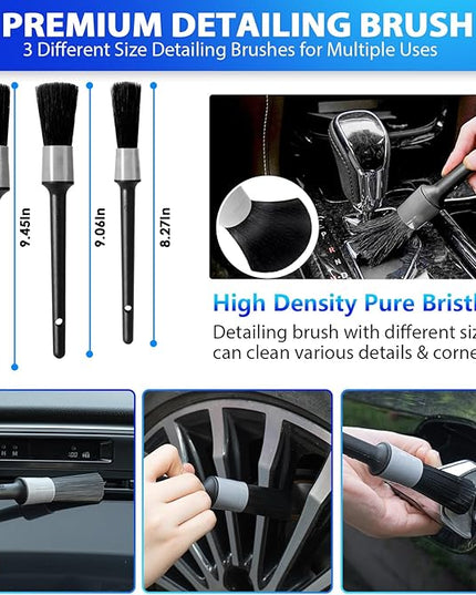 THINKWORK Car Cleaning Kit, Car Vacuum Kit, Gray Car Interior Detailing Kit with 8000PA High Power Vacuum, Including 7Pcs Detailing Brush Set and Bag