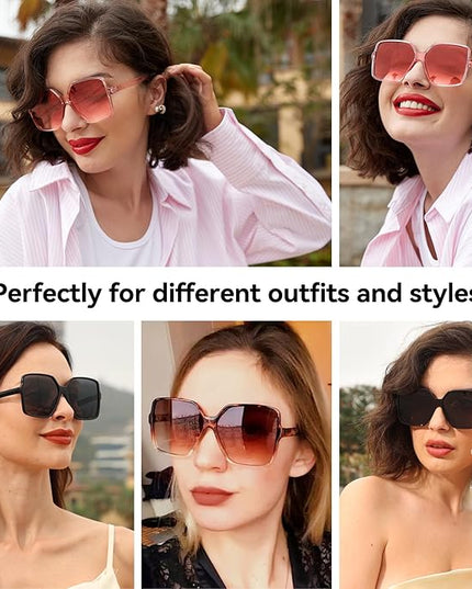 Dollger Oversized Square Sunglasses for Women Big Large Wide Fashion Shades for Men UV Protection Unisex