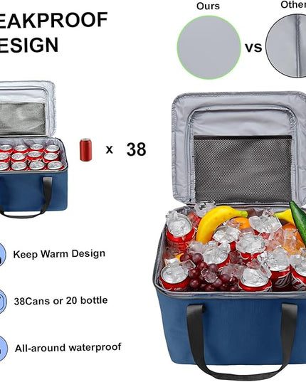 Car Trunk Organizer and Storage with Removable Leakproof Cooler Bag, 6 Removable Dividers for Custom Space, Collapsible Trunk Storage with Non Slip Bottom, Foldable Cover for SUV, Jeep, MPVs