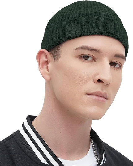 Fisherman Beanie Hats for Men Women,Wool Knit Trawler Skull Cap,Watch Cap,Spring Fall Winter Warm Short Hats